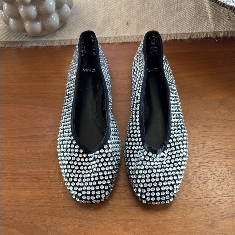 Mango Women's Black Rhinestone Flats